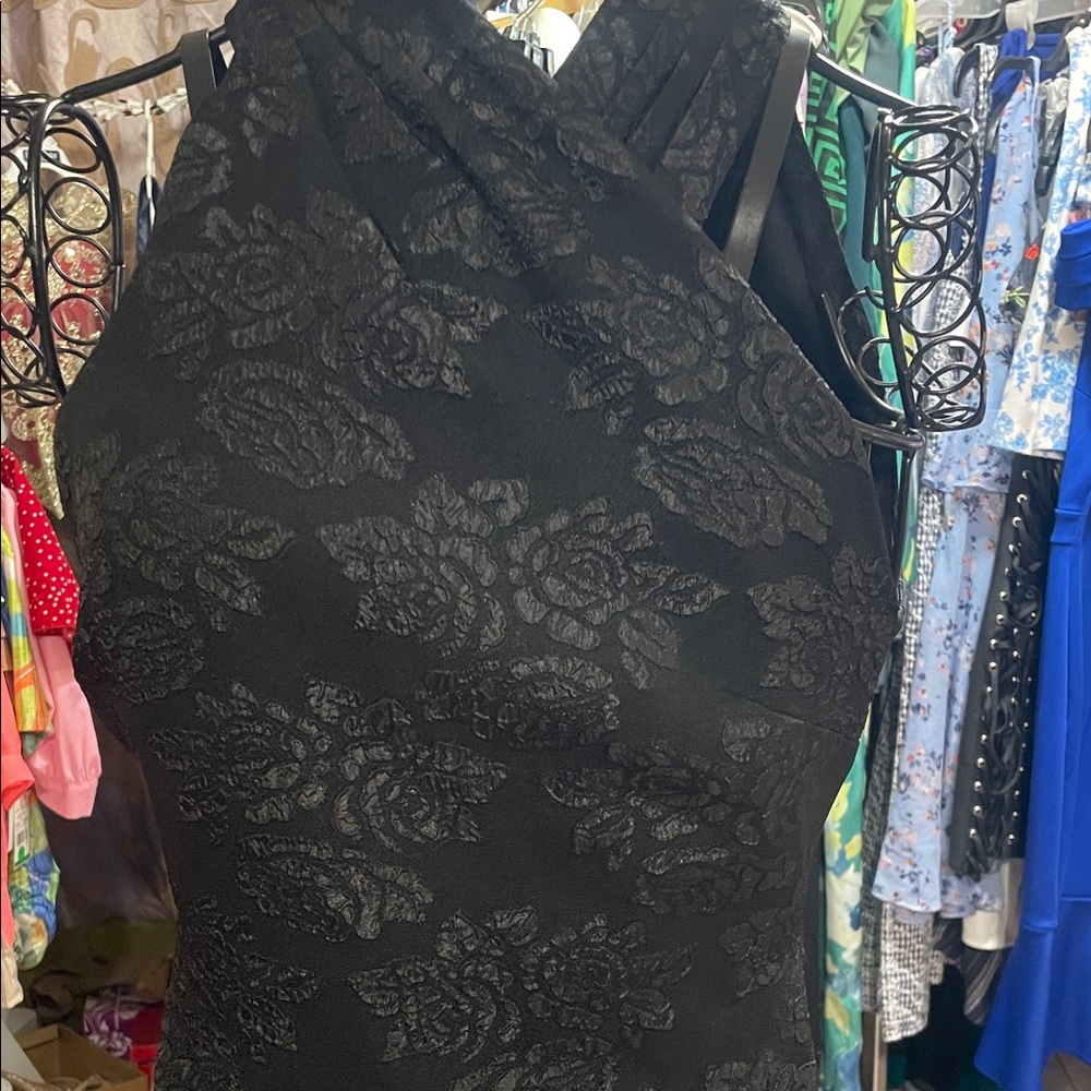 RACHEL Rachel Roy Black Floral Jacquard Sleeveless Midi Dress - Picture 2 of 2